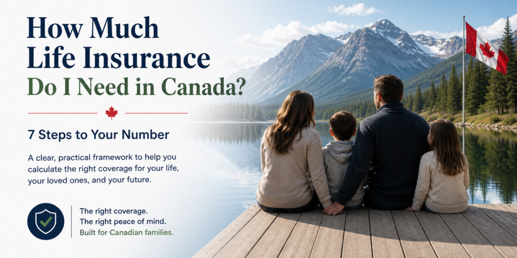 How much life insurance do I need in Canada? Family overlooking a Canadian mountain lake representing how to calculate life insurance needs in Canada for financial protection and peace of mind