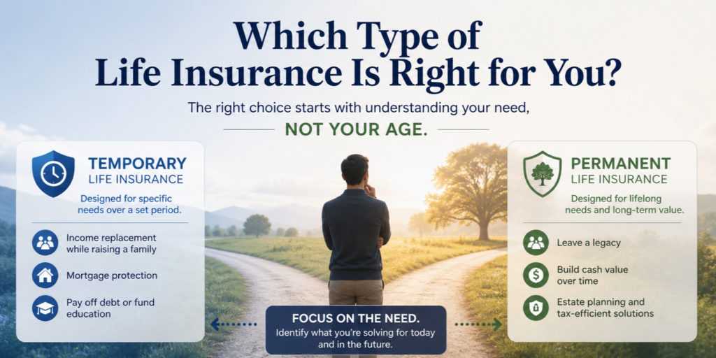 What type of life insurance do I need? This decision guide showing temporary vs permanent life insurance in Canada.